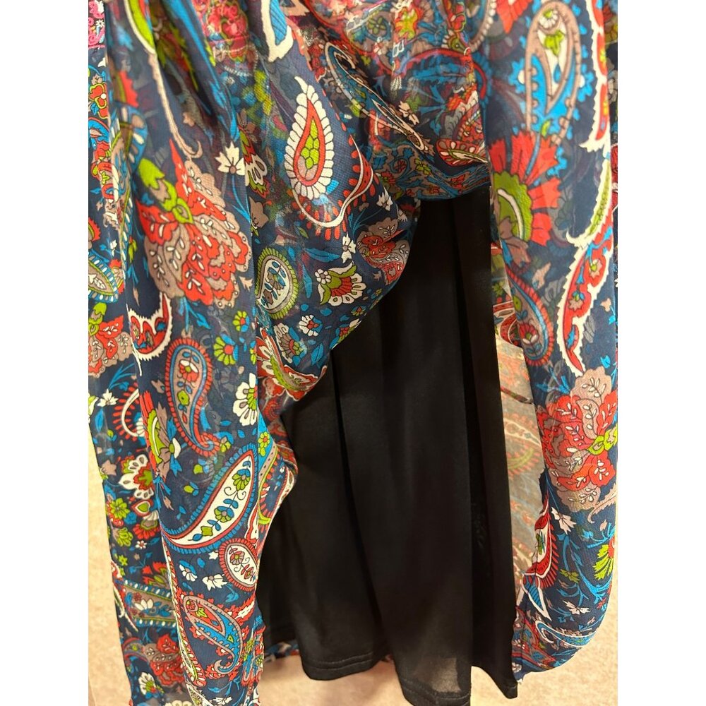 Flying Tomato Bohemian Paisley Dress Size Small Long Sleeve V-Neck - Picture 10 of 12